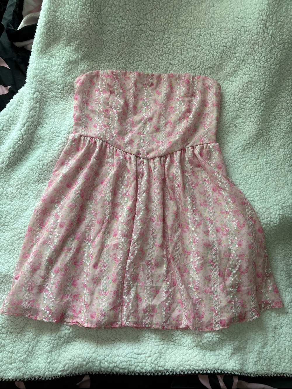 Altar'd State Pink Floral Strapless Mini Dress